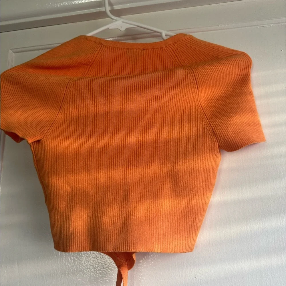 Topshop Orange Ribbed Crop Top - Picture 2 of 3